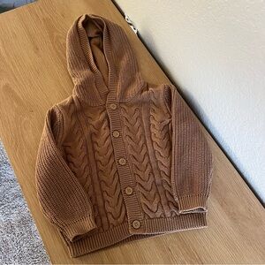 12-18 Cable Knit Hooded Cardigan